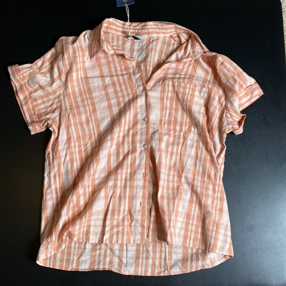 Universal thread, Mens, M, coral plaid, short sleeve shirt, NWT